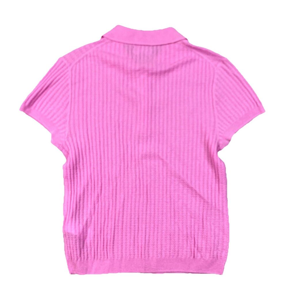 J.Crew Cashmere Cardigan Womens M Pink Featherweight Pointelle Sweater Polo - Picture 4 of 8
